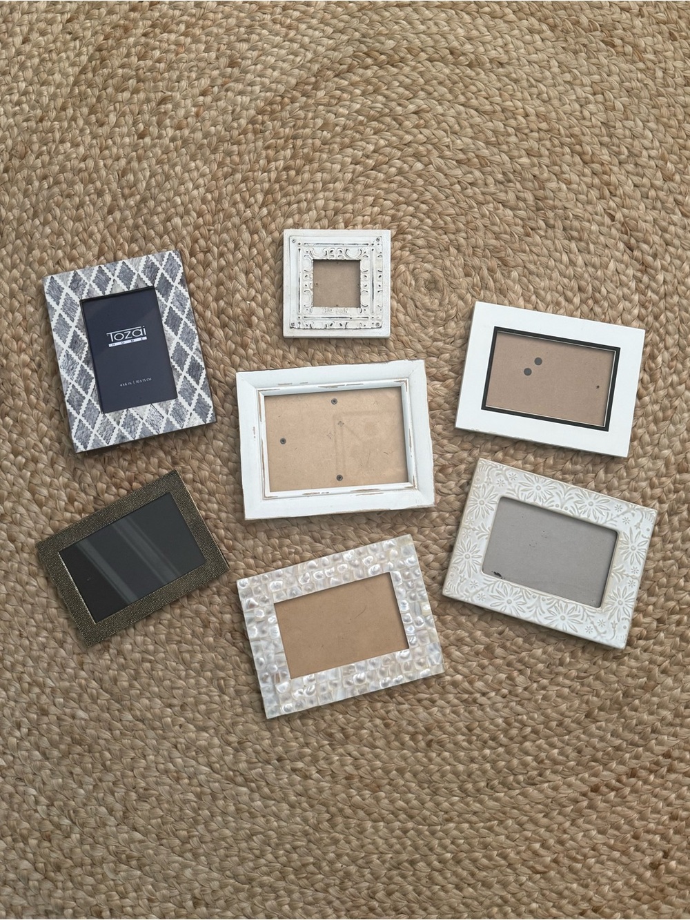 Neutral Patterned Photo Frame Lot
